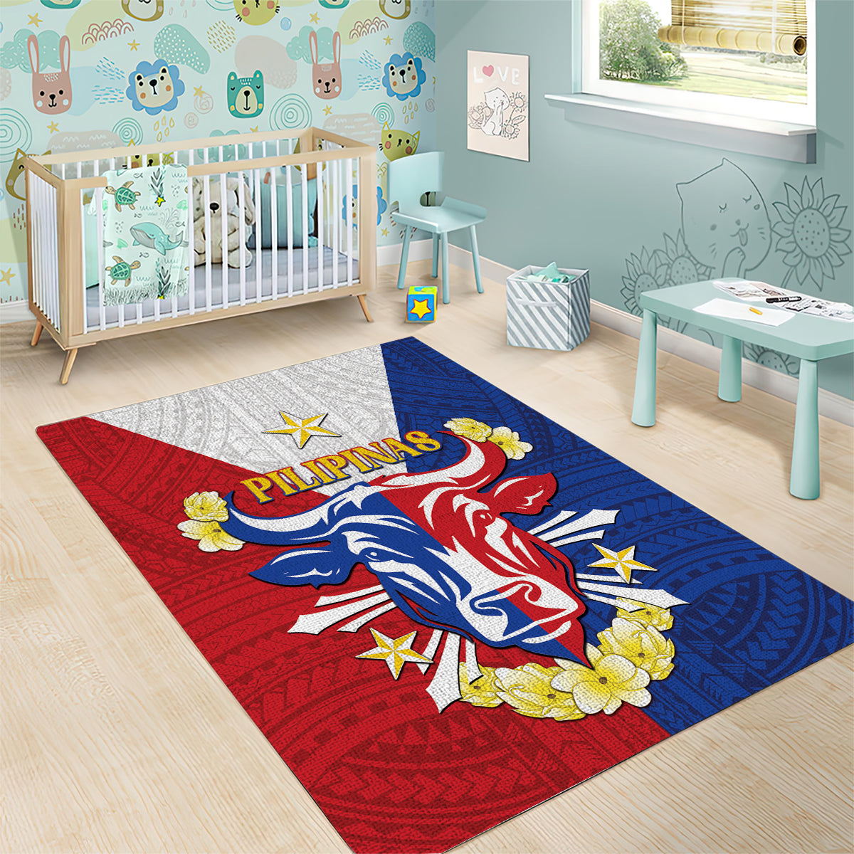 Philippines Independence Day Area Rug Maligayang Araw ng Kalayaan Filipino Carabao