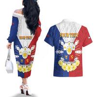 Personalised Philippines Independence Day Couples Matching Off The Shoulder Long Sleeve Dress and Hawaiian Shirt Maligayang Araw ng Kalayaan Filipino Carabao