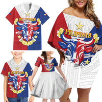 Personalised Philippines Independence Day Family Matching Off Shoulder Short Dress and Hawaiian Shirt Maligayang Araw ng Kalayaan Filipino Carabao LT05 - Polynesian Pride