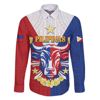 Personalised Philippines Independence Day Family Matching Summer Maxi Dress and Hawaiian Shirt Maligayang Araw ng Kalayaan Filipino Carabao LT05 Dad's Shirt - Long Sleeve Red - Polynesian Pride