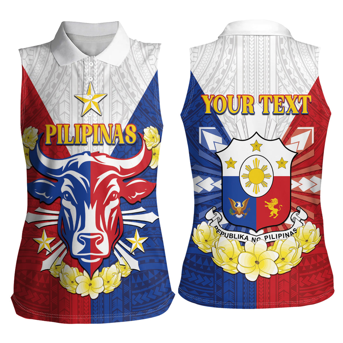 Personalised Philippines Independence Day Women Sleeveless Polo Shirt Maligayang Araw ng Kalayaan Filipino Carabao LT05 - Polynesian Pride