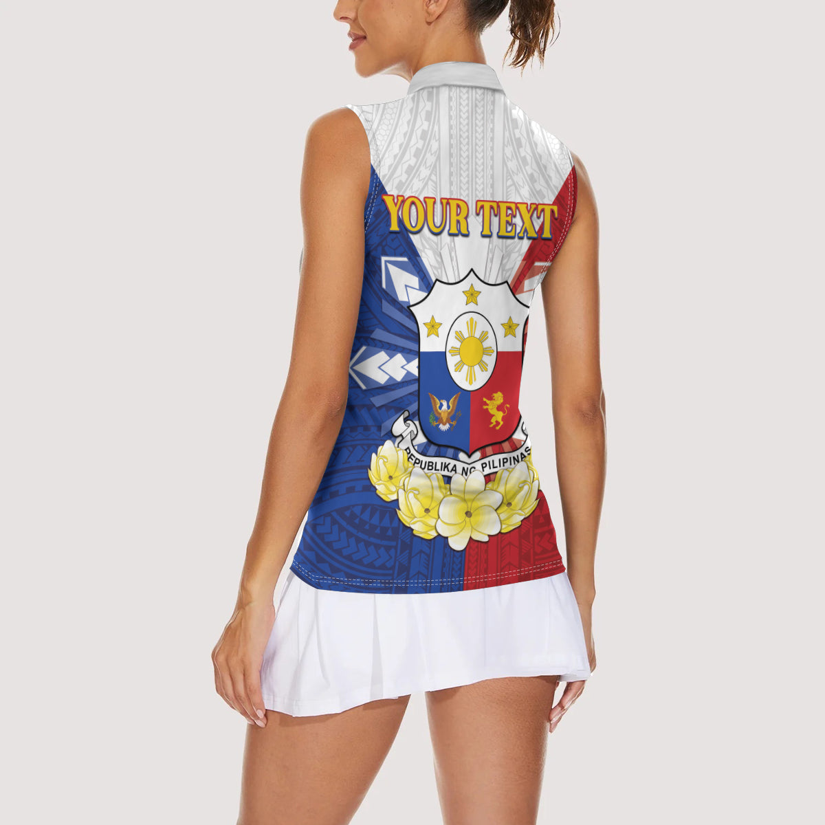 Personalised Philippines Independence Day Women Sleeveless Polo Shirt Maligayang Araw ng Kalayaan Filipino Carabao LT05 - Polynesian Pride