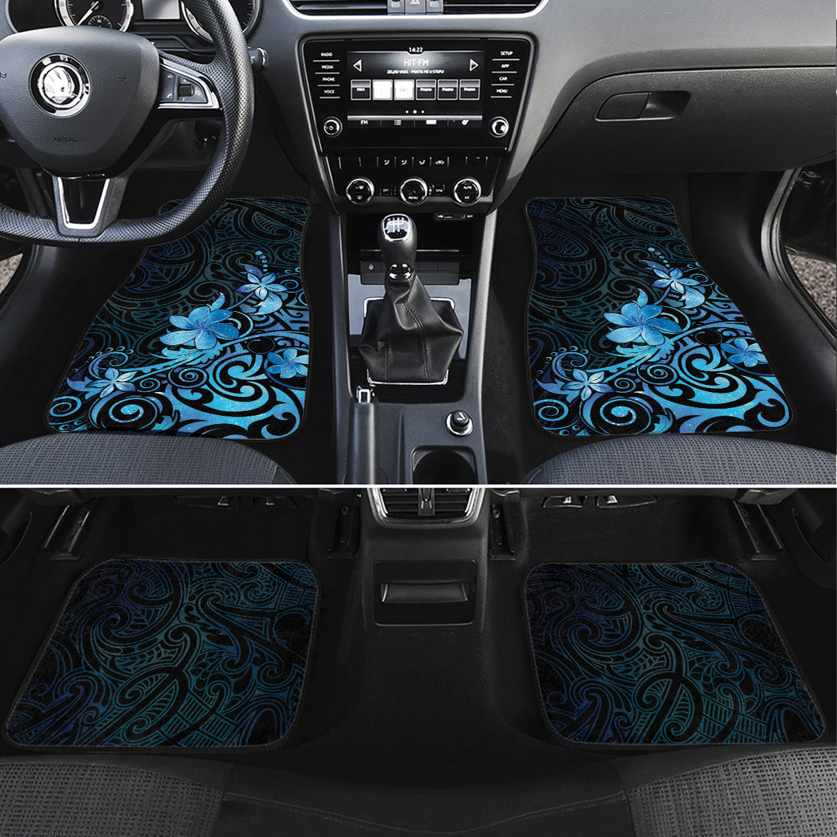 Matariki New Zealand Car Mats Maori Pattern Blue Galaxy LT05 Set 4pcs Blue - Polynesian Pride