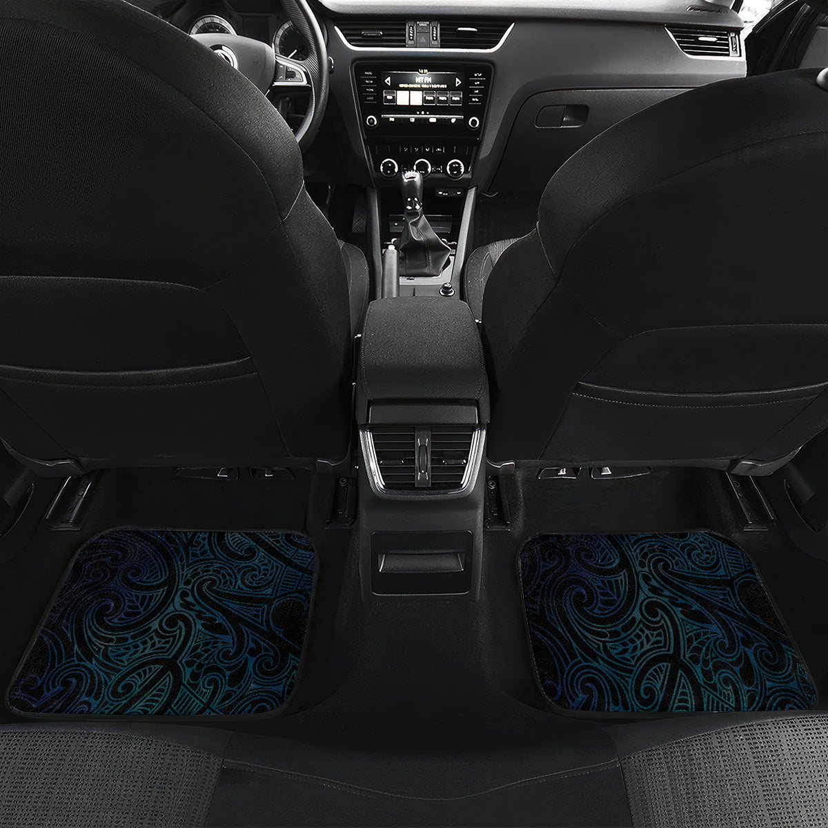 Matariki New Zealand Car Mats Maori Pattern Blue Galaxy LT05 Set 2pcs - Back Blue - Polynesian Pride