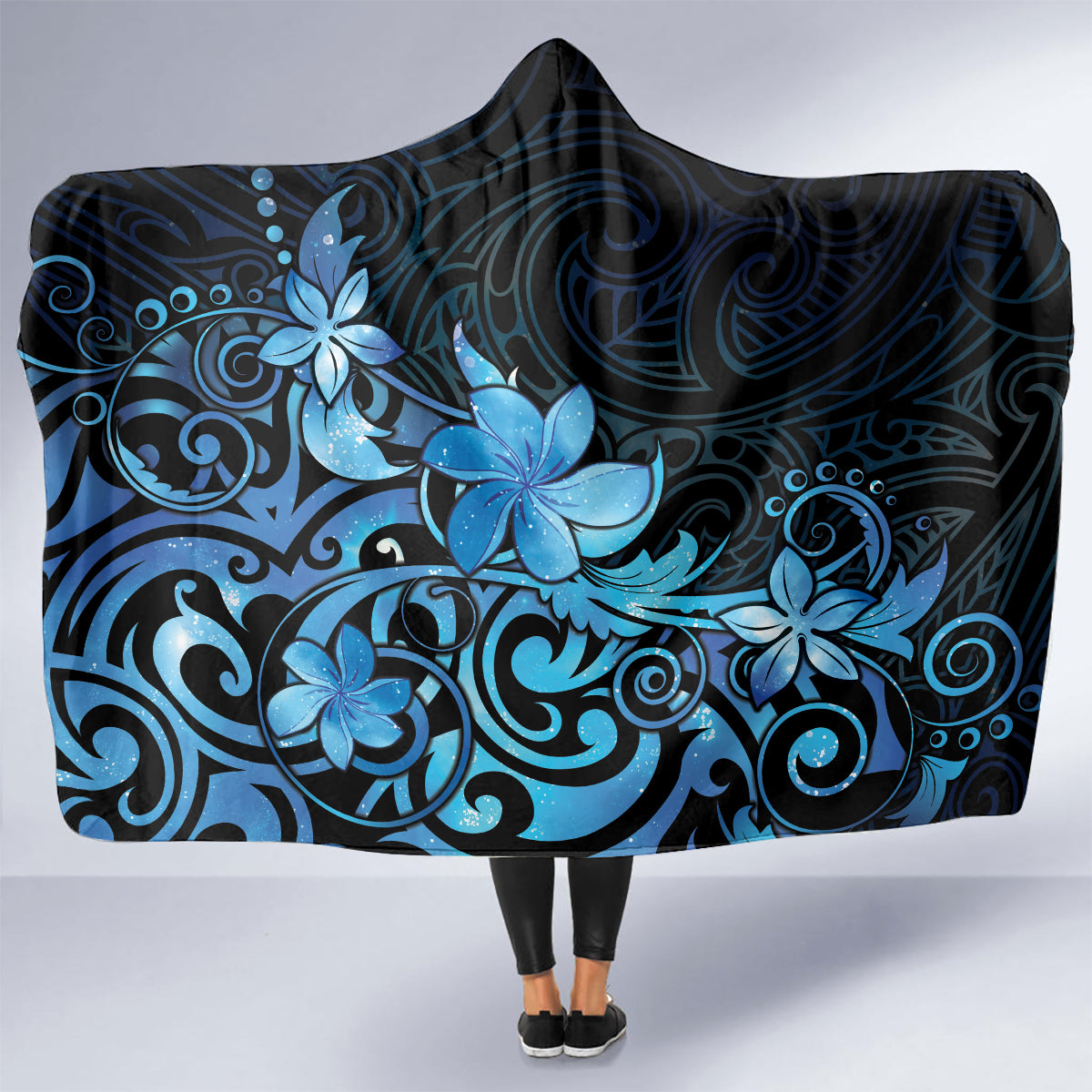 Matariki New Zealand Hooded Blanket Maori Pattern Blue Galaxy LT05 - Polynesian Pride