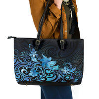 Matariki New Zealand Leather Tote Bag Maori Pattern Blue Galaxy LT05 - Polynesian Pride