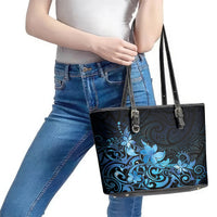 Matariki New Zealand Leather Tote Bag Maori Pattern Blue Galaxy LT05 - Polynesian Pride