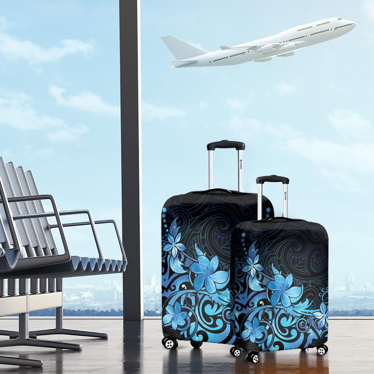 Matariki New Zealand Luggage Cover Maori Pattern Blue Galaxy LT05 - Polynesian Pride