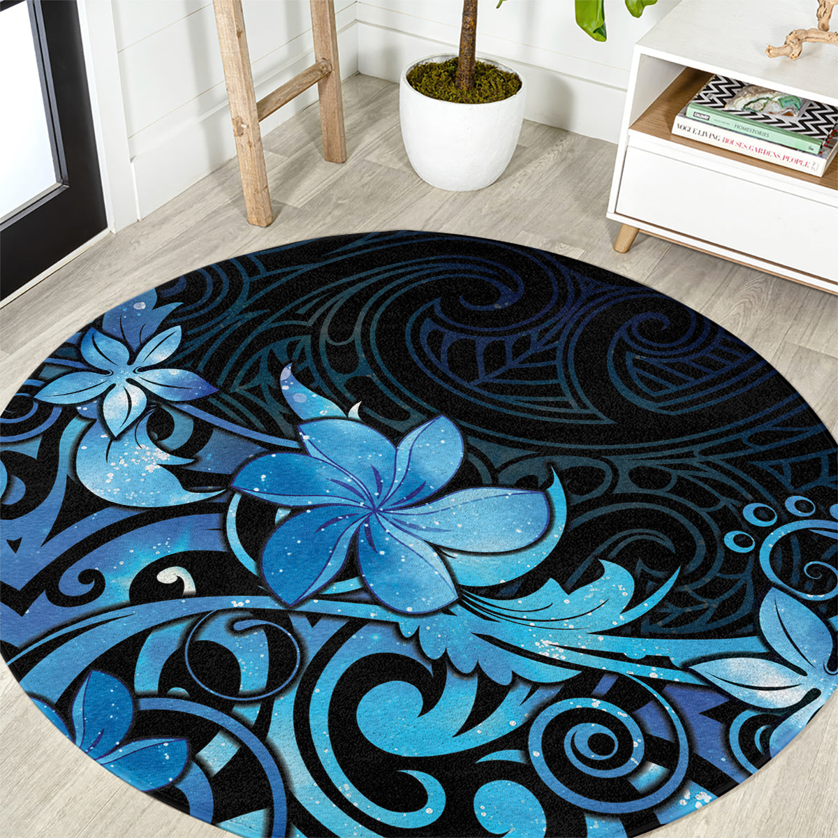 Matariki New Zealand Round Carpet Maori Pattern Blue Galaxy LT05 Blue - Polynesian Pride