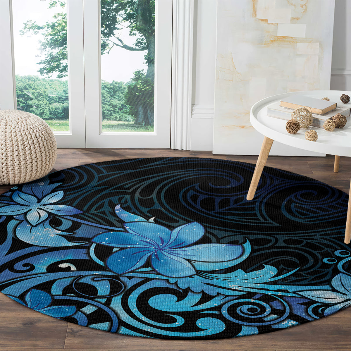 Matariki New Zealand Round Carpet Maori Pattern Blue Galaxy LT05 - Polynesian Pride