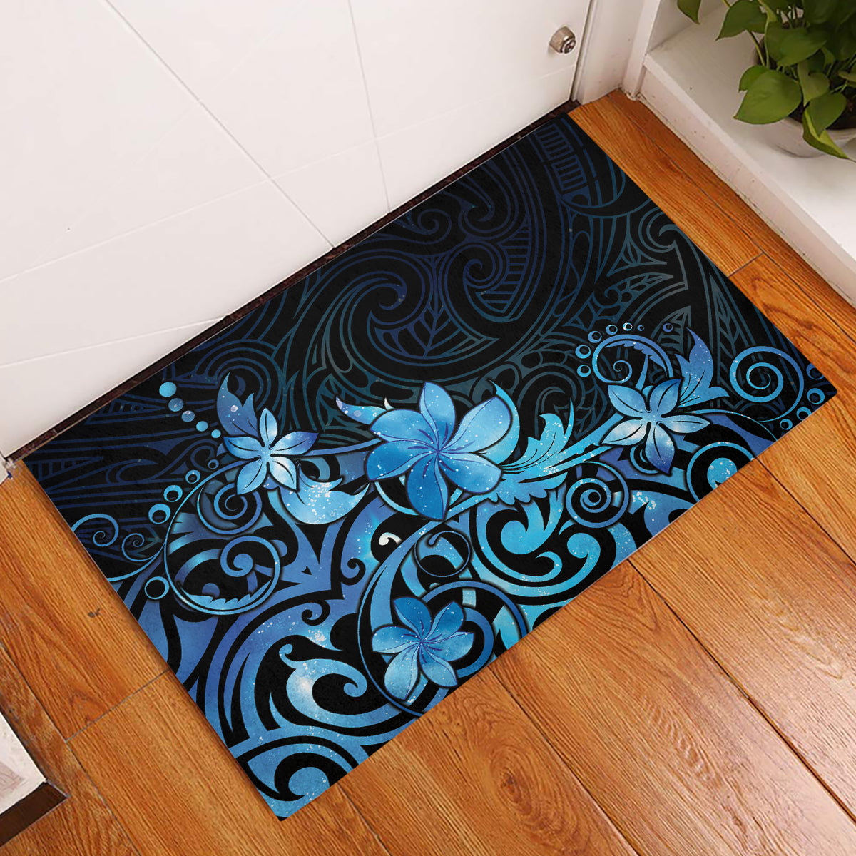 Matariki New Zealand Rubber Doormat Maori Pattern Blue Galaxy LT05 Blue - Polynesian Pride