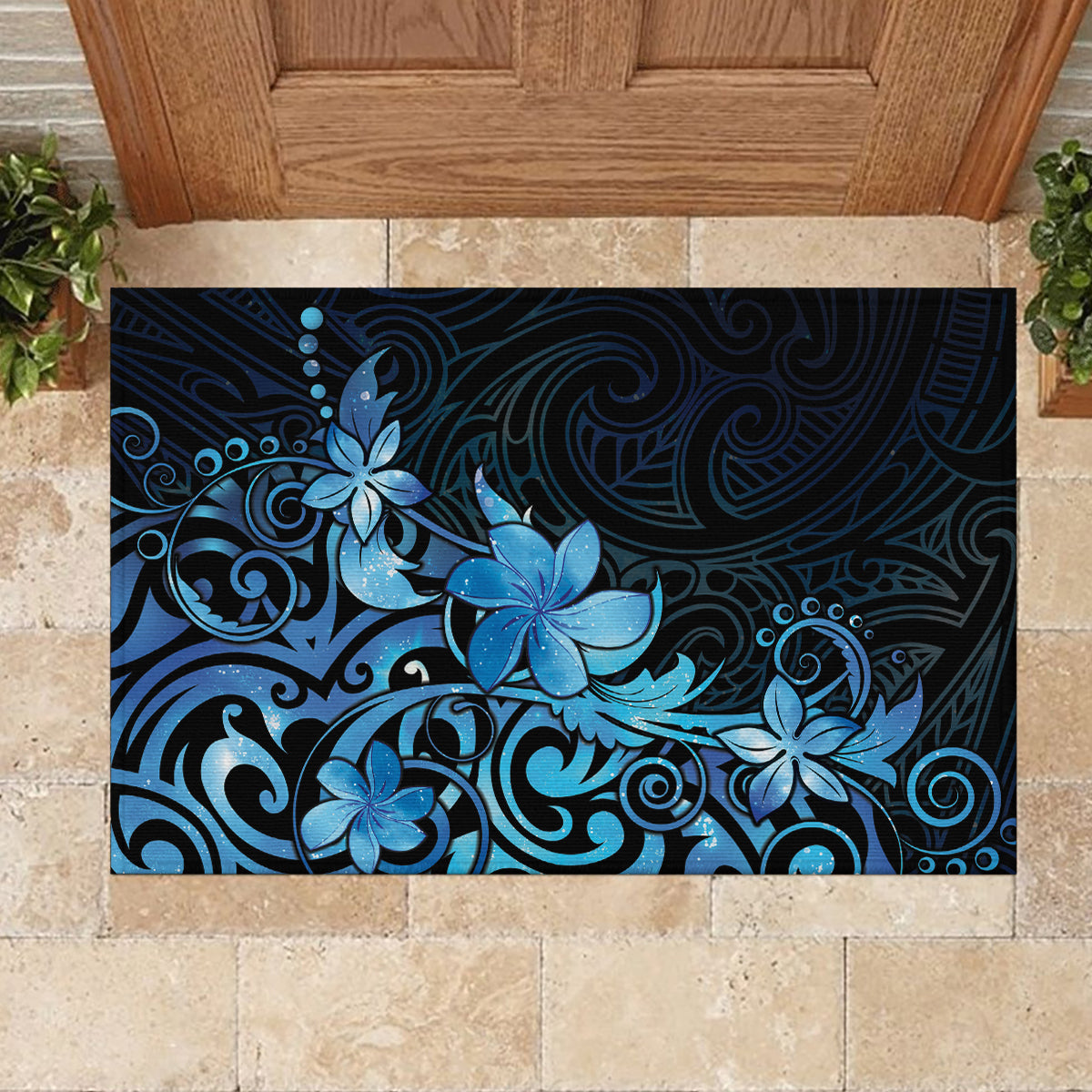Matariki New Zealand Rubber Doormat Maori Pattern Blue Galaxy LT05 - Polynesian Pride