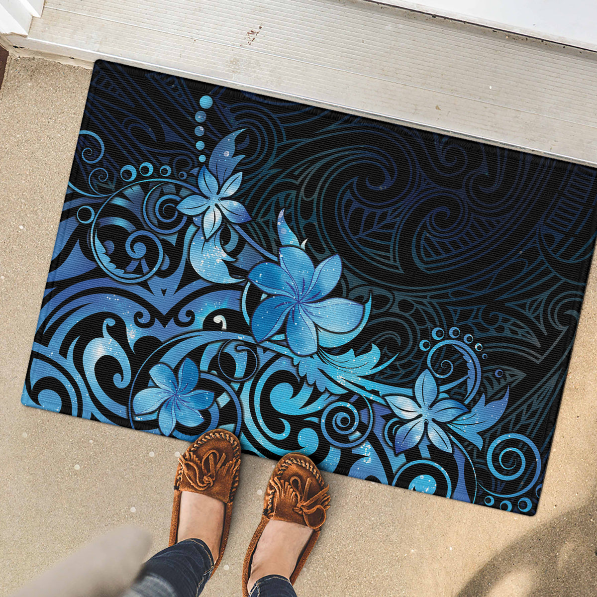 Matariki New Zealand Rubber Doormat Maori Pattern Blue Galaxy LT05 - Polynesian Pride