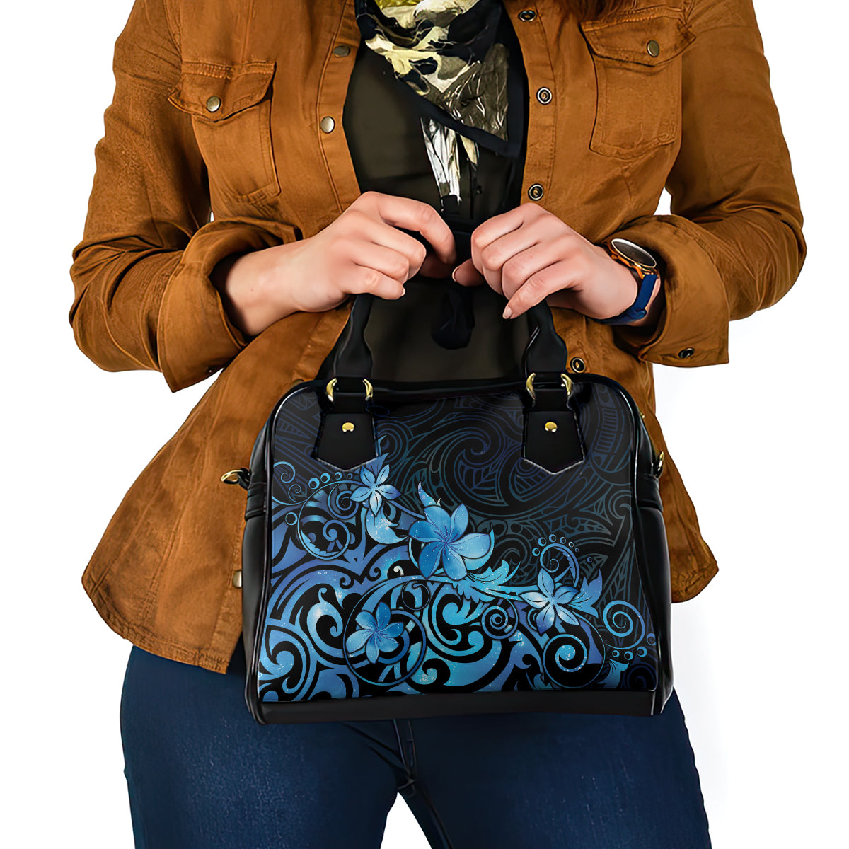 Matariki New Zealand Shoulder Handbag Maori Pattern Blue Galaxy LT05 - Polynesian Pride