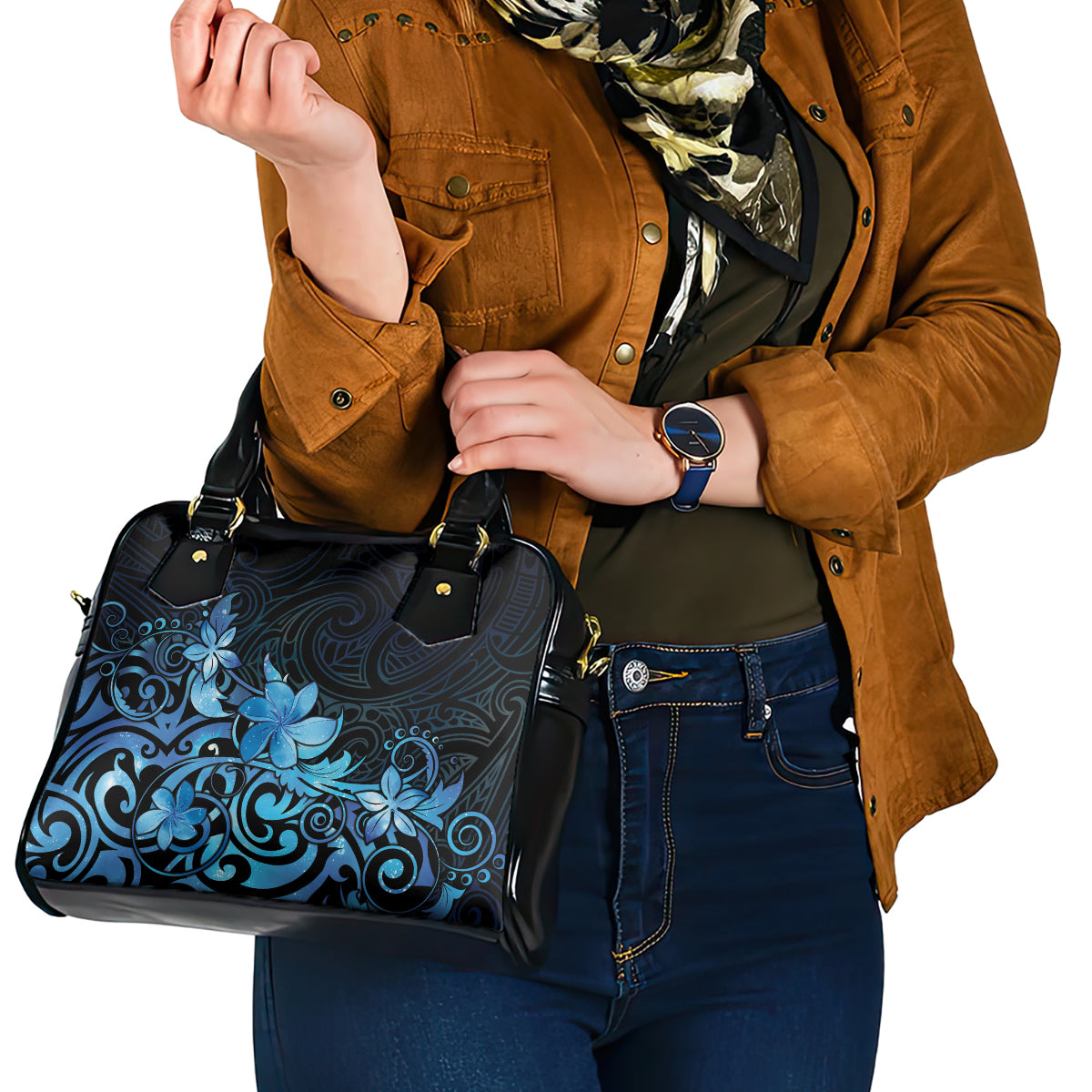 Matariki New Zealand Shoulder Handbag Maori Pattern Blue Galaxy LT05 - Polynesian Pride
