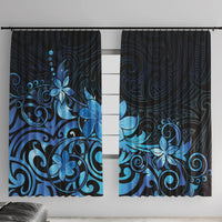 Matariki New Zealand Window Curtain Maori Pattern Blue Galaxy LT05 With Hooks Blue - Polynesian Pride