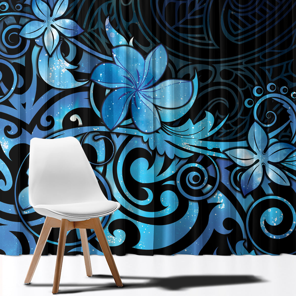 Matariki New Zealand Window Curtain Maori Pattern Blue Galaxy LT05 - Polynesian Pride