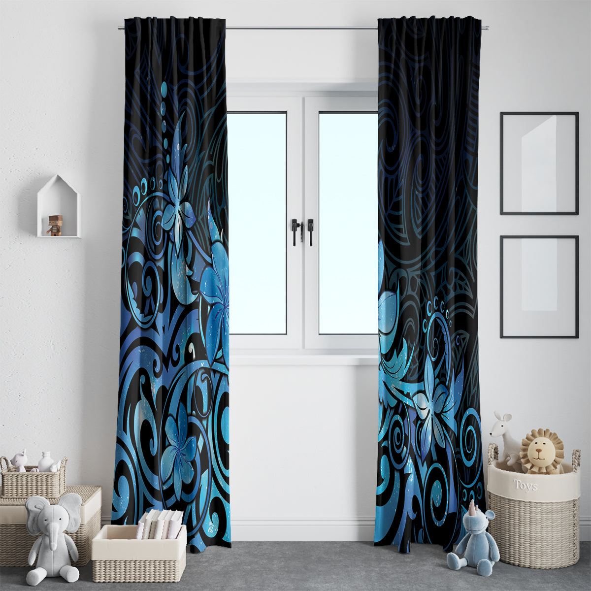 Matariki New Zealand Window Curtain Maori Pattern Blue Galaxy LT05 - Polynesian Pride