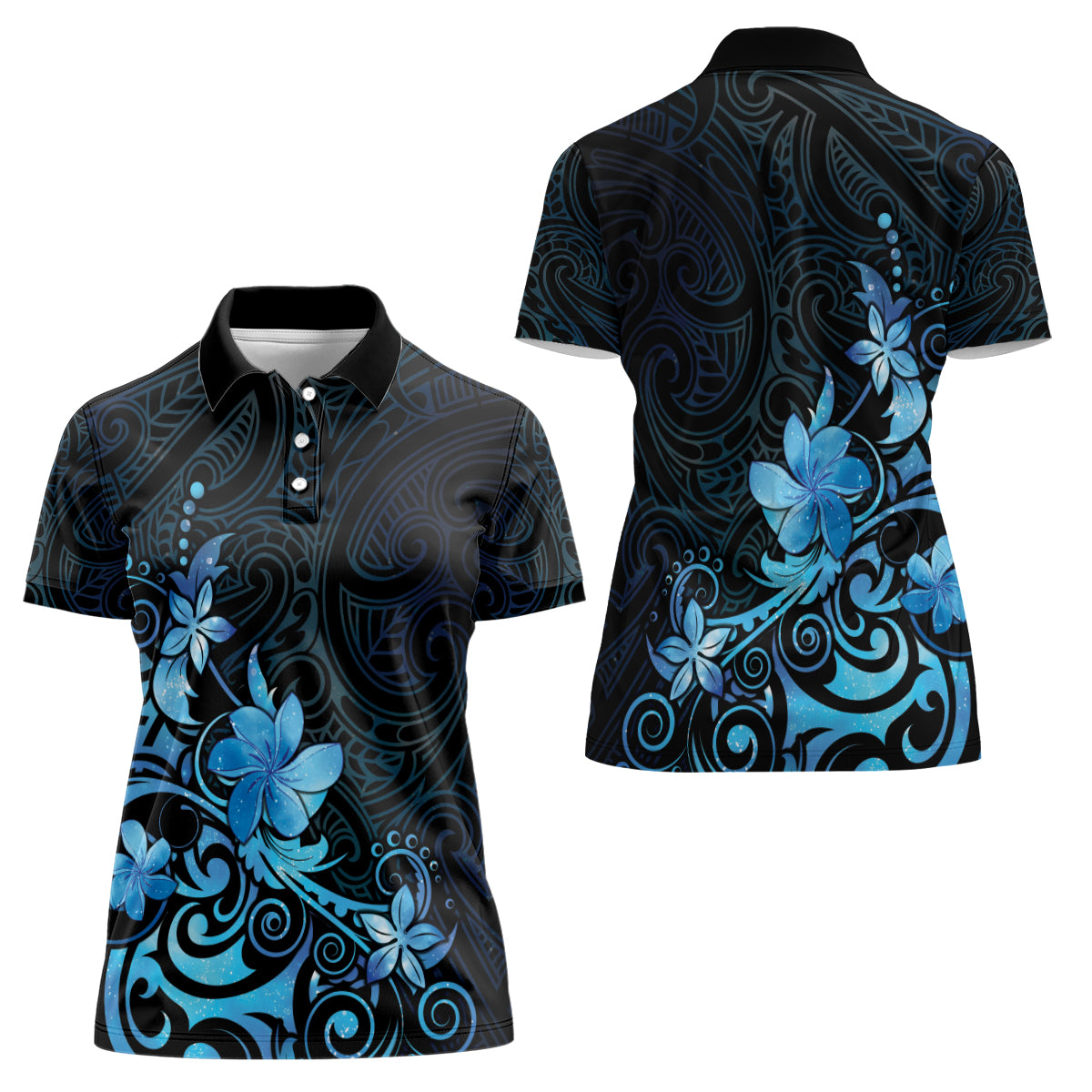 Matariki New Zealand Women Polo Shirt Maori Pattern Blue Galaxy