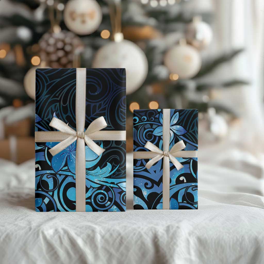 Matariki New Zealand Wrapping Paper Maori Pattern Blue Galaxy - Polynesian Pride