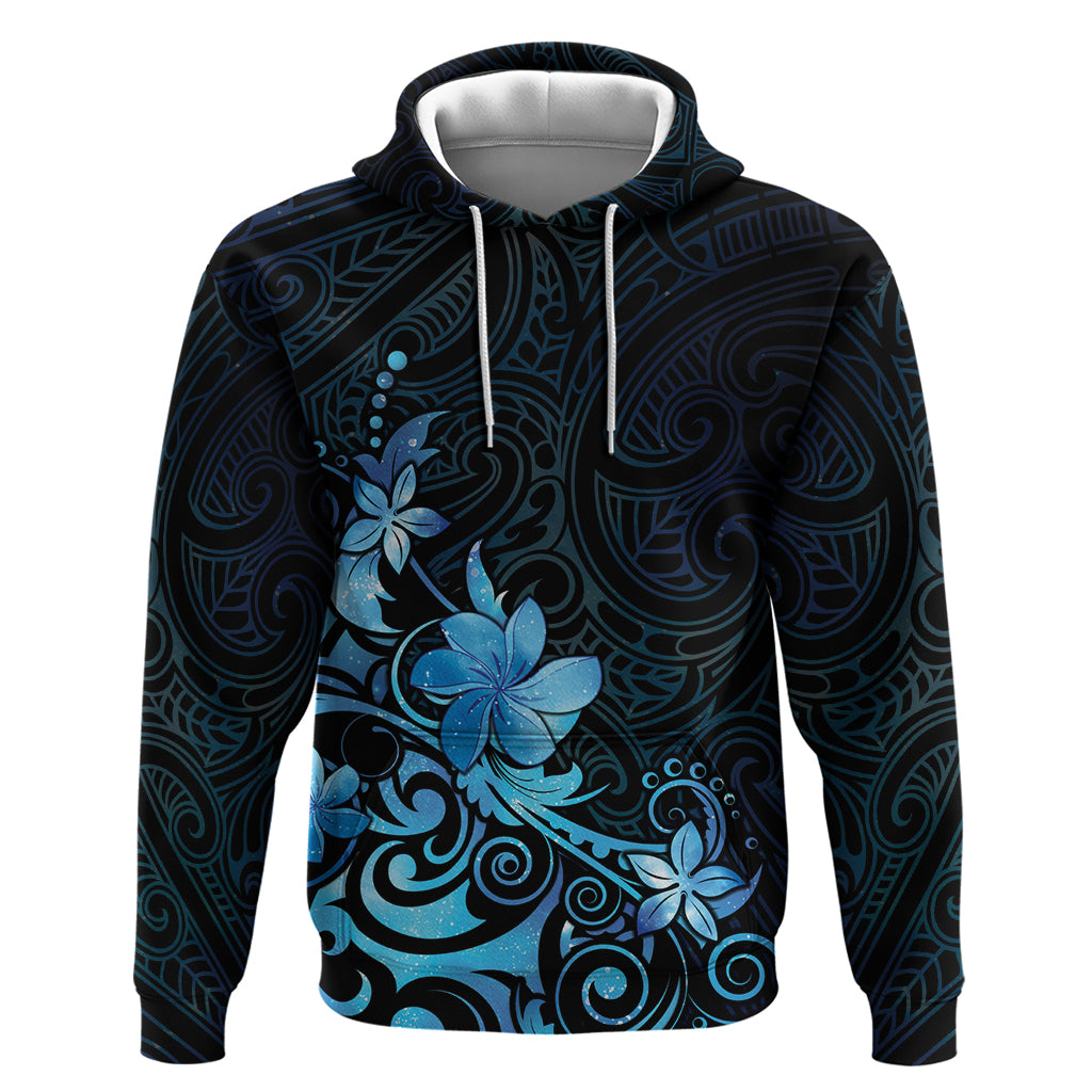 Matariki New Zealand Zip Hoodie Maori Pattern Blue Galaxy