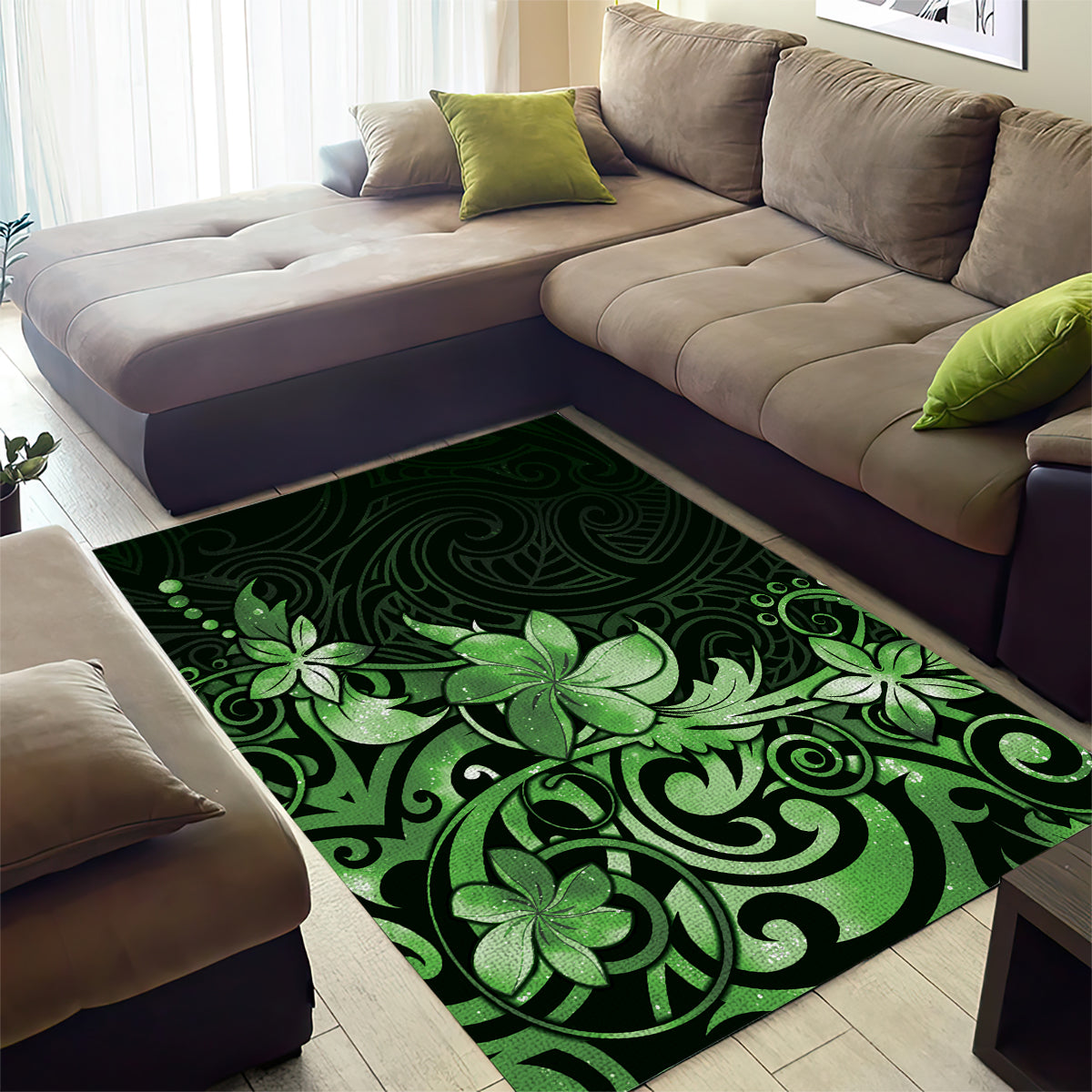 Matariki New Zealand Area Rug Maori Pattern Green Galaxy LT05 - Polynesian Pride