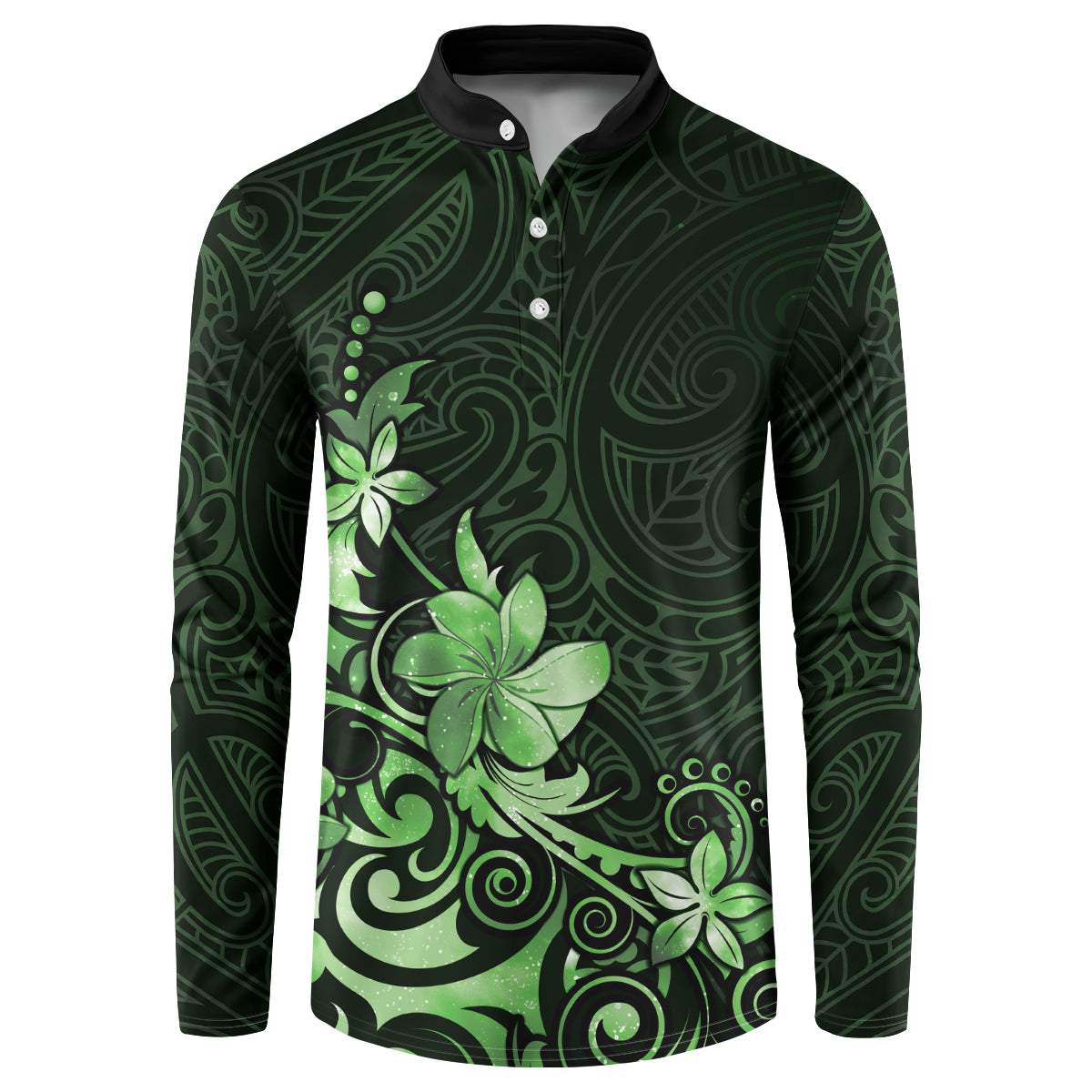 Matariki New Zealand Button Sweatshirt Maori Pattern Green Galaxy LT05 Green - Polynesian Pride