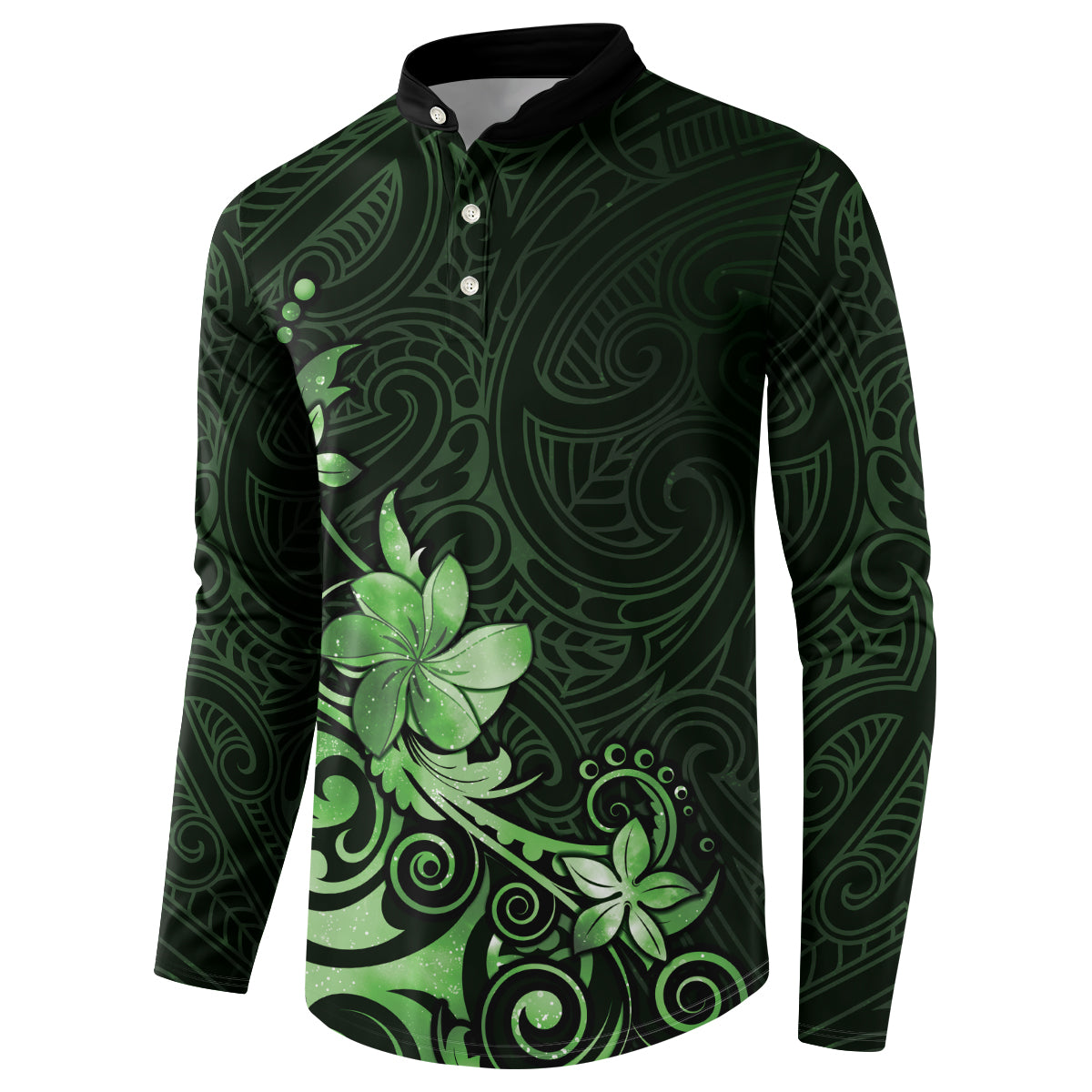 Matariki New Zealand Button Sweatshirt Maori Pattern Green Galaxy LT05 - Polynesian Pride