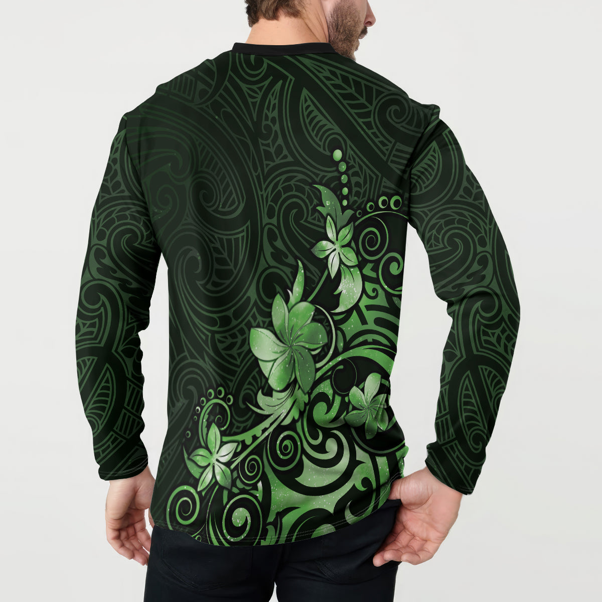 Matariki New Zealand Button Sweatshirt Maori Pattern Green Galaxy LT05 - Polynesian Pride