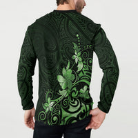 Matariki New Zealand Button Sweatshirt Maori Pattern Green Galaxy LT05 - Polynesian Pride