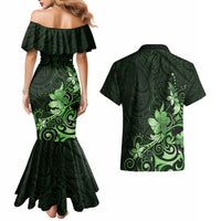 Matariki New Zealand Couples Matching Mermaid Dress and Hawaiian Shirt Maori Pattern Green Galaxy