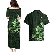 Matariki New Zealand Couples Matching Puletasi and Hawaiian Shirt Maori Pattern Green Galaxy LT05 - Polynesian Pride