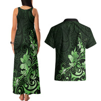 Matariki New Zealand Couples Matching Tank Maxi Dress and Hawaiian Shirt Maori Pattern Green Galaxy