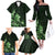 Matariki New Zealand Family Matching Off The Shoulder Long Sleeve Dress and Hawaiian Shirt Maori Pattern Green Galaxy