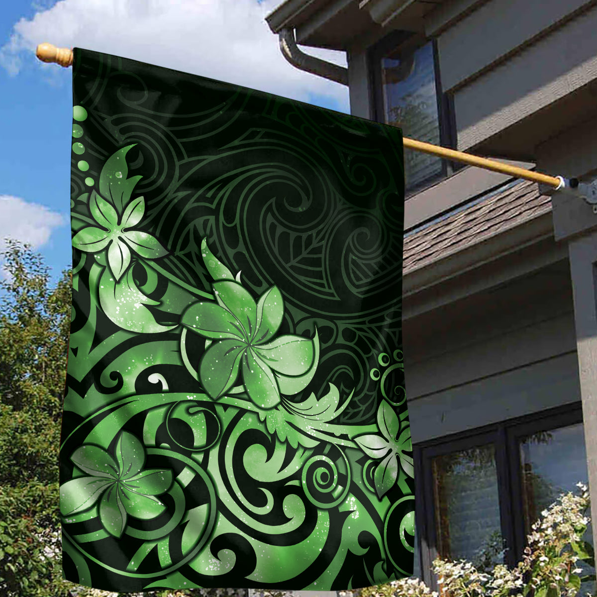 Matariki New Zealand Garden Flag Maori Pattern Green Galaxy LT05 - Polynesian Pride