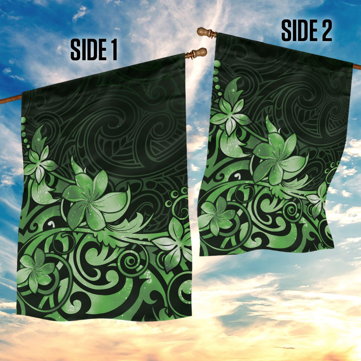 Matariki New Zealand Garden Flag Maori Pattern Green Galaxy LT05 - Polynesian Pride