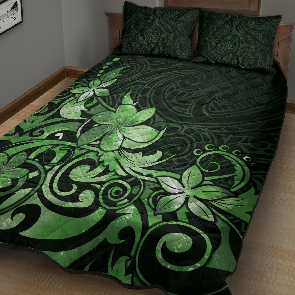 Matariki New Zealand Quilt Bed Set Maori Pattern Green Galaxy LT05 - Polynesian Pride
