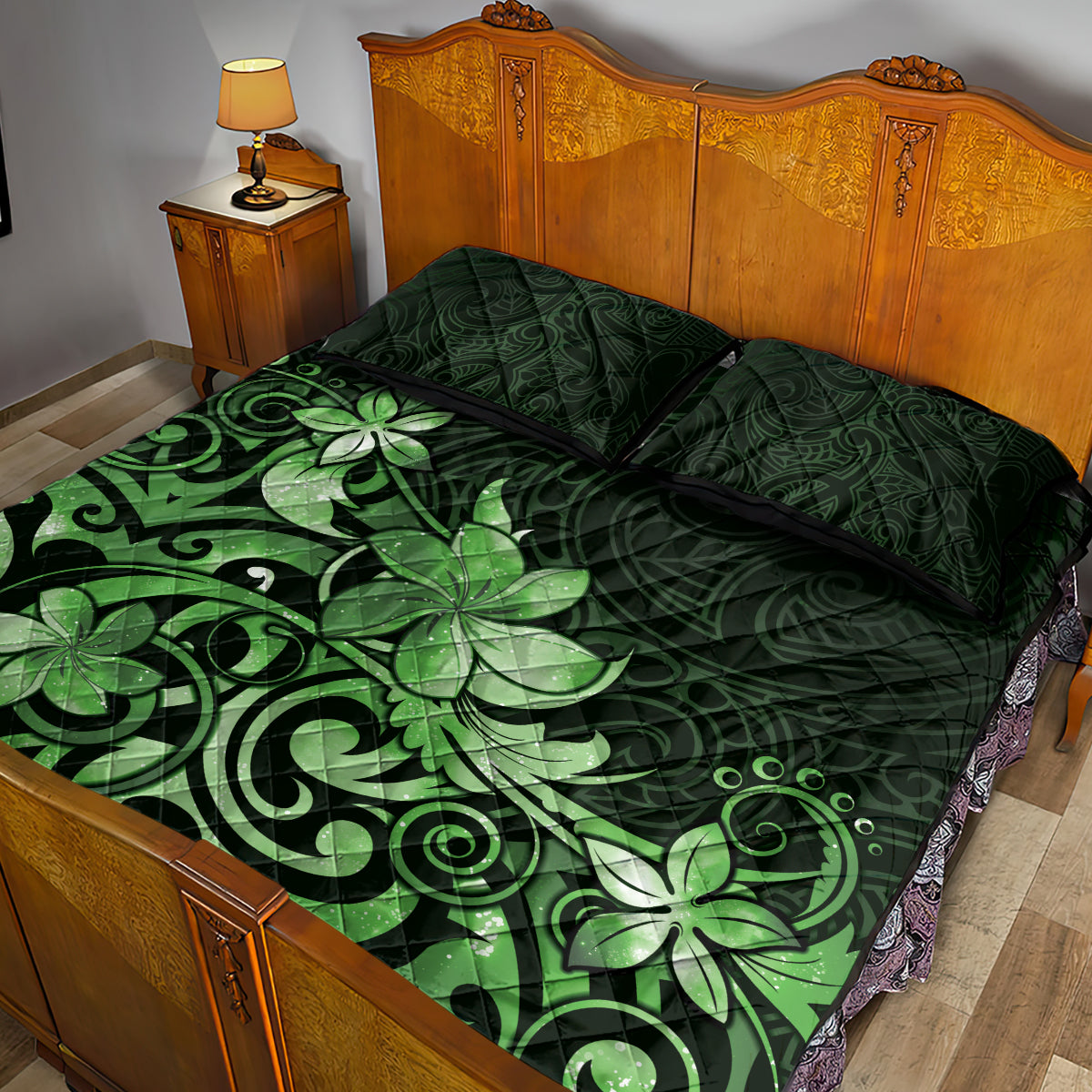Matariki New Zealand Quilt Bed Set Maori Pattern Green Galaxy LT05 - Polynesian Pride