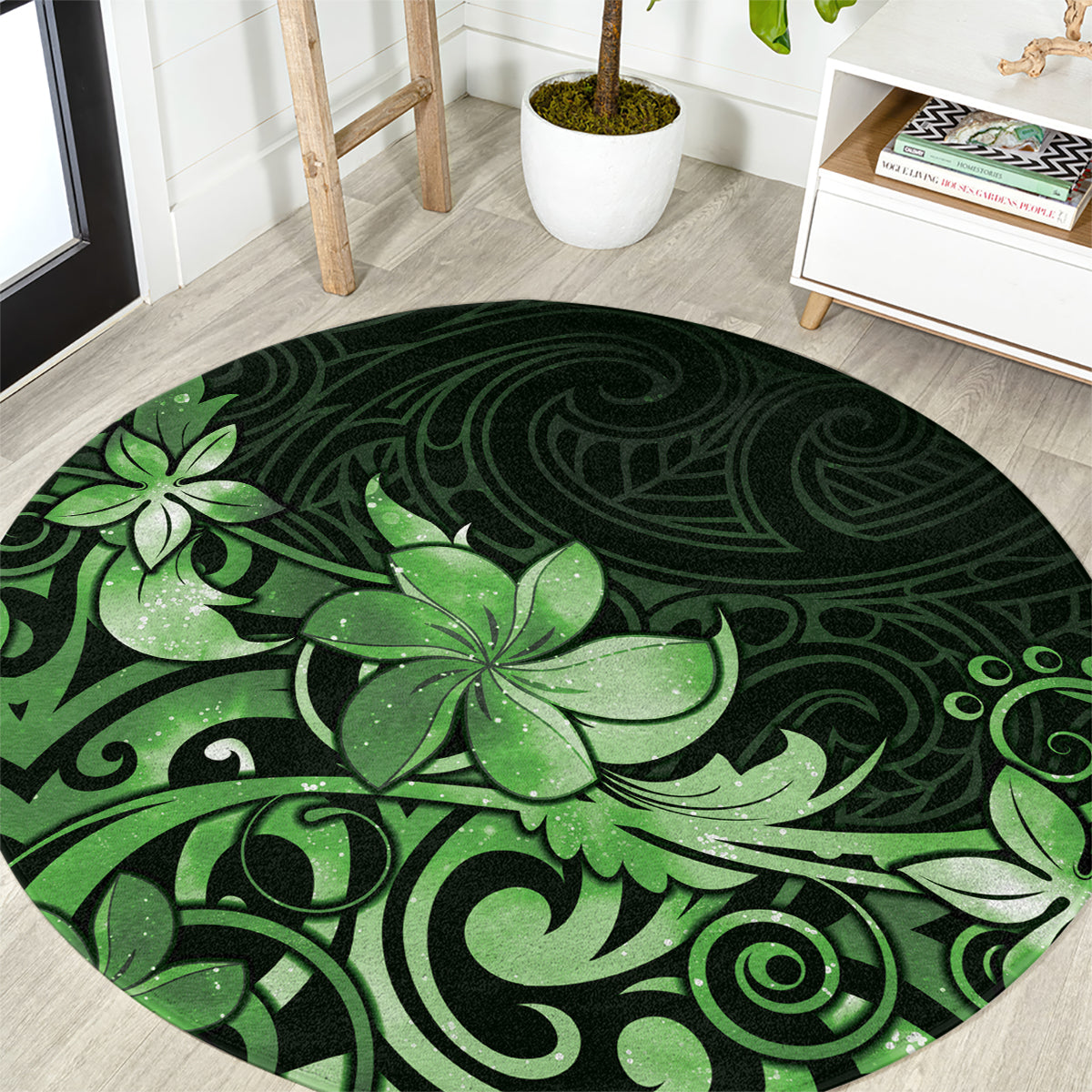 Matariki New Zealand Round Carpet Maori Pattern Green Galaxy LT05 Green - Polynesian Pride