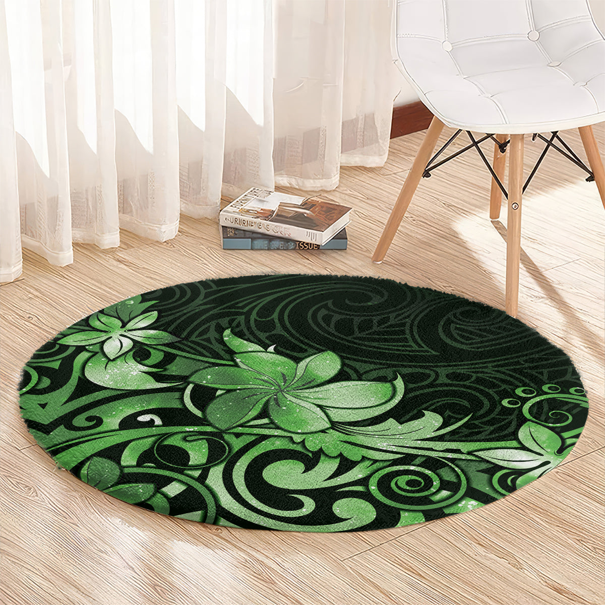 Matariki New Zealand Round Carpet Maori Pattern Green Galaxy LT05 - Polynesian Pride
