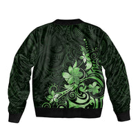 Matariki New Zealand Sleeve Zip Bomber Jacket Maori Pattern Green Galaxy LT05 - Polynesian Pride