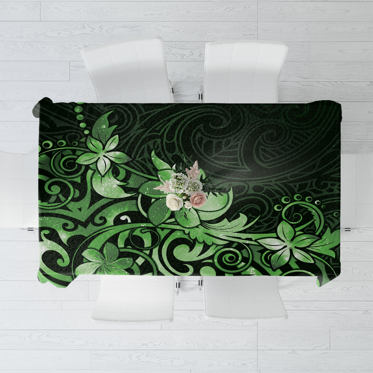 Matariki New Zealand Tablecloth Maori Pattern Green Galaxy LT05 Green - Polynesian Pride
