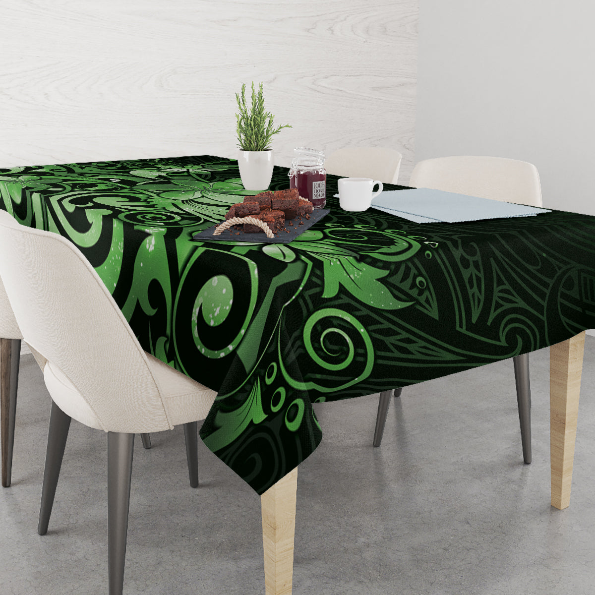 Matariki New Zealand Tablecloth Maori Pattern Green Galaxy LT05 - Polynesian Pride