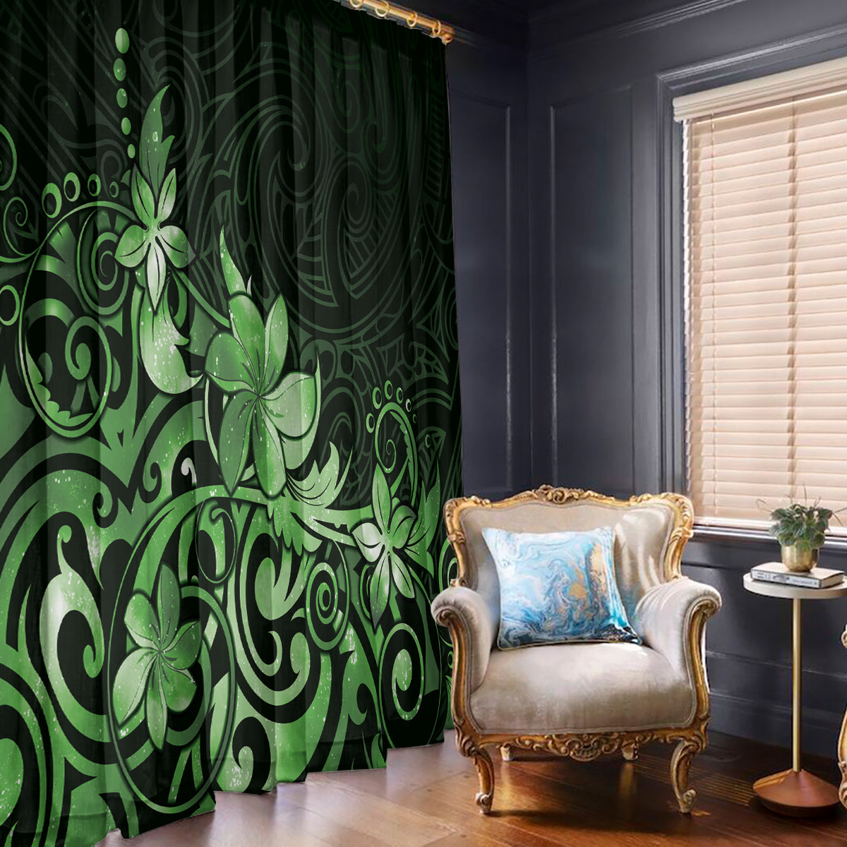 Matariki New Zealand Window Curtain Maori Pattern Green Galaxy LT05 - Polynesian Pride