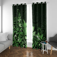 Matariki New Zealand Window Curtain Maori Pattern Green Galaxy LT05 With Grommets Green - Polynesian Pride