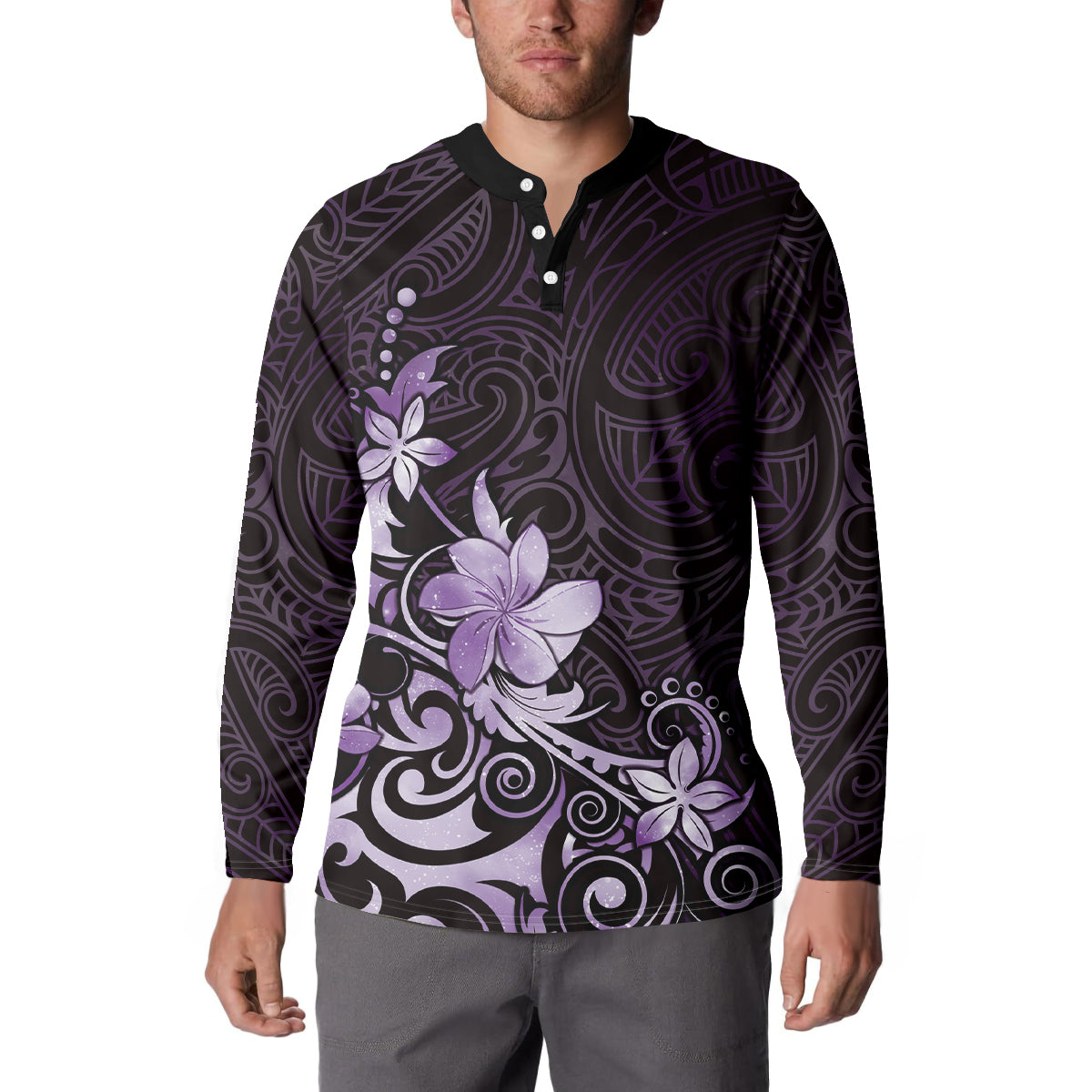Matariki New Zealand Button Sweatshirt Maori Pattern Purple Galaxy LT05 - Polynesian Pride