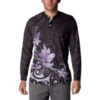 Matariki New Zealand Button Sweatshirt Maori Pattern Purple Galaxy LT05 - Polynesian Pride