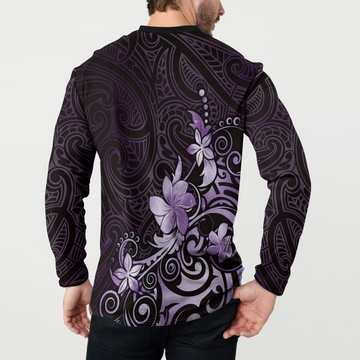 Matariki New Zealand Button Sweatshirt Maori Pattern Purple Galaxy LT05 - Polynesian Pride