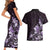 Matariki New Zealand Couples Matching Short Sleeve Bodycon Dress and Hawaiian Shirt Maori Pattern Purple Galaxy