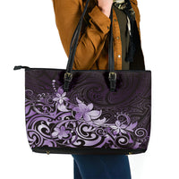 Matariki New Zealand Leather Tote Bag Maori Pattern Purple Galaxy LT05 - Polynesian Pride